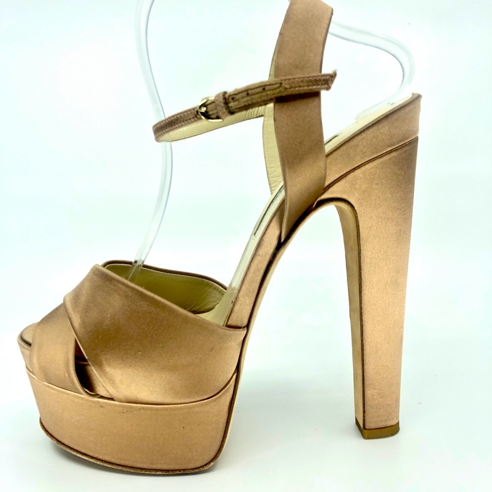 Nude Colored Silk Satin Platforms